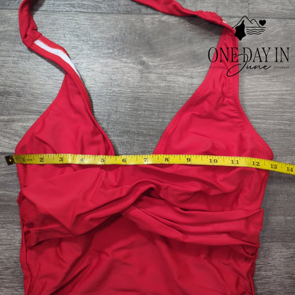 Aleumdr Twist Front Halter One Piece Swimsuit Size S
