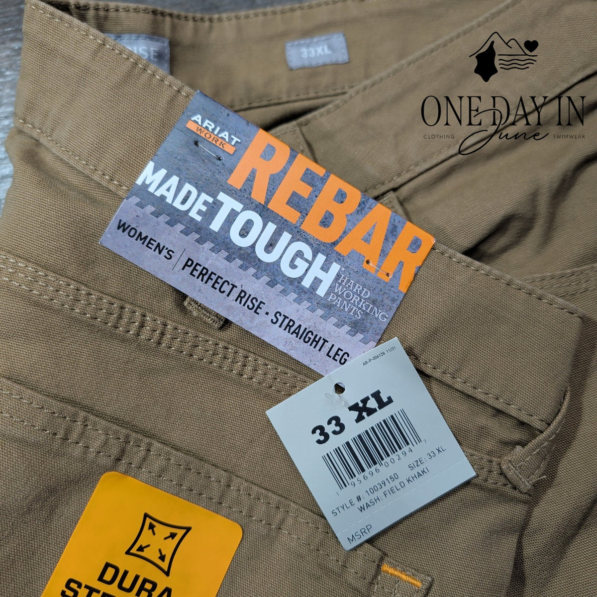 Ariat Rebar Perfect Rise Straight Leg Work Pants Field Khaki NWT Size 33 (16)