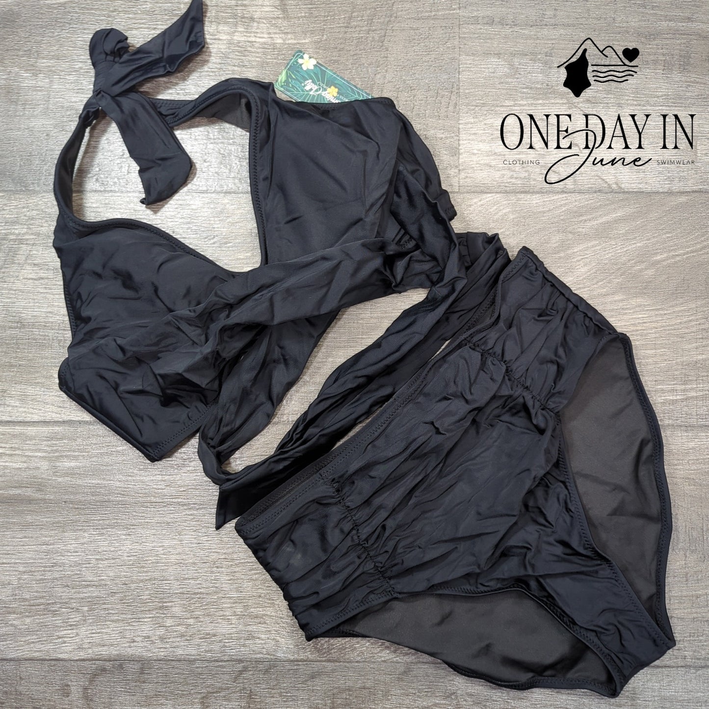 Blooming Jelly High Waist Cross Front Tie Bikini Swimsuit Size L