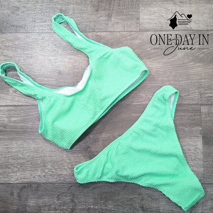 CharmLeaks Smocked Crop Bikini Swimsuit Size M