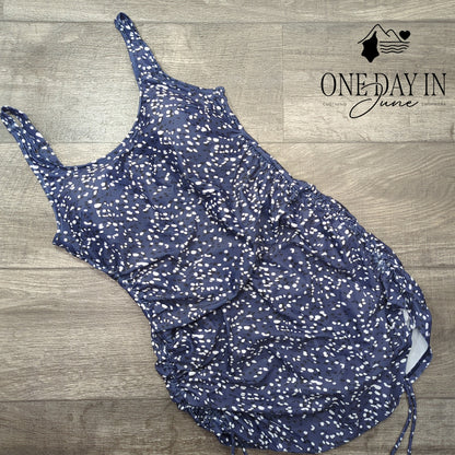 Eomenie Drawstring Swimdress One Piece Swimsuit Size L