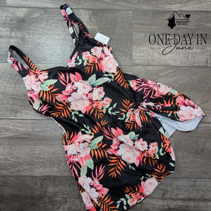 Eomenie Floral Skirted One Piece Swimsuit Size L