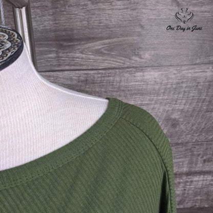 Amzbrly Ruched Ribbed Long Sleeve Top