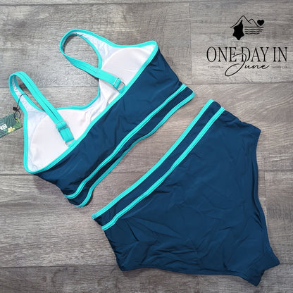 Blooming Jelly High Waist Crop Bikini Swimsuit Size XL