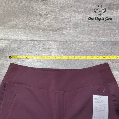 Athleta Endless Satin Side Stripe Pants Plum Burgundy NWT Size 14