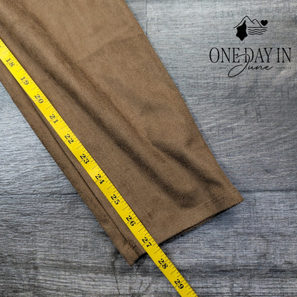 Lysse Pull On Faux Suede Skinny Pants Toffee Brown NWT Size L