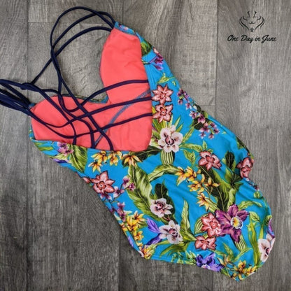 Coastal Blue Strappy One Piece Swimsuit