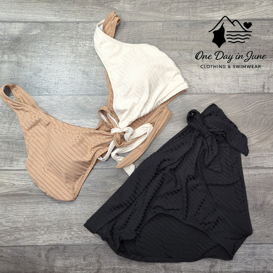 Charmleaks Plus Size Tie Front High Waist Bikini Swimsuit Size 3XL