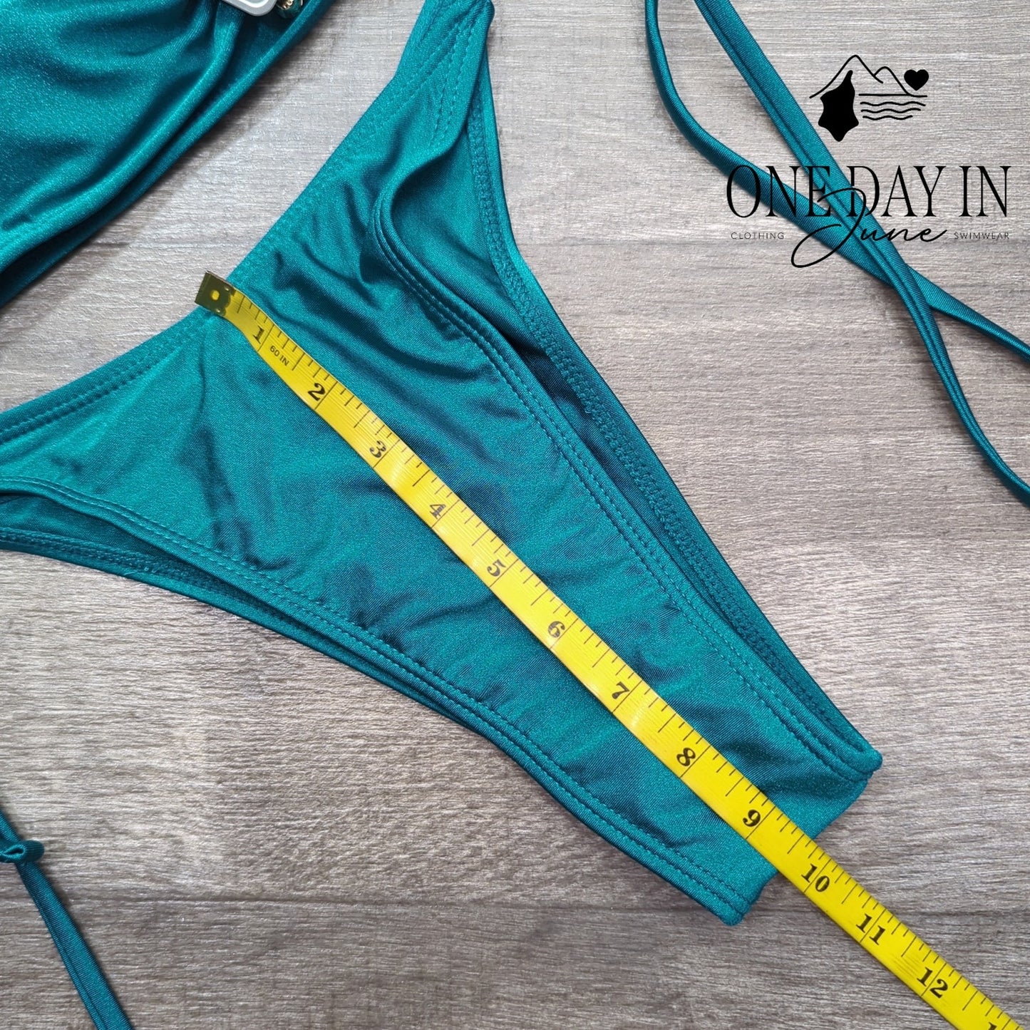 Zaful Bandeau Tie Side Bikini Swimsuit Teal Gold Hardware Strapless NWT Size M