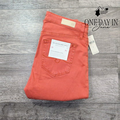 AG Adriano Goldschmied High Rise Abbey Ankle Orange Super Skinny NWT Size 0 (25)
