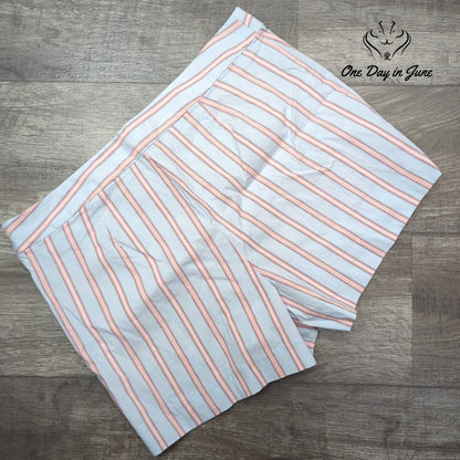 Loft Womens Ruffle Front Striped Shorts Blue Coral Side Zip Size 10