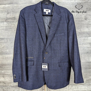 Joseph Abboud Wool Blend Plaid Blazer Navy Blue 2 Button NWT Size XXL