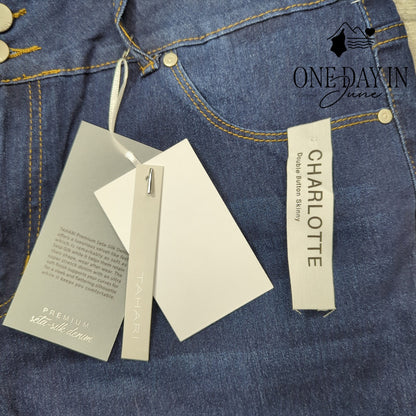 Tahari Plus Size Charlotte Double Button Skinny Jeans Size 18W