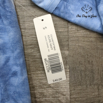New Directions Tie Dye Long Sleeve Tee Blue Scoop Neck NWT Size S