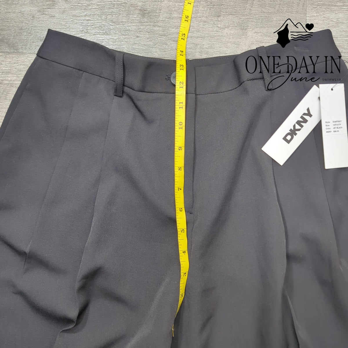 DKNY Petite Wide Leg Pleated Trouser Pants Jet Black NWT Size 10P