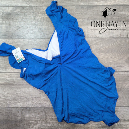 B2Prity Ribbed Cut Out Cross Front One Piece Swimsuit Size 2XL