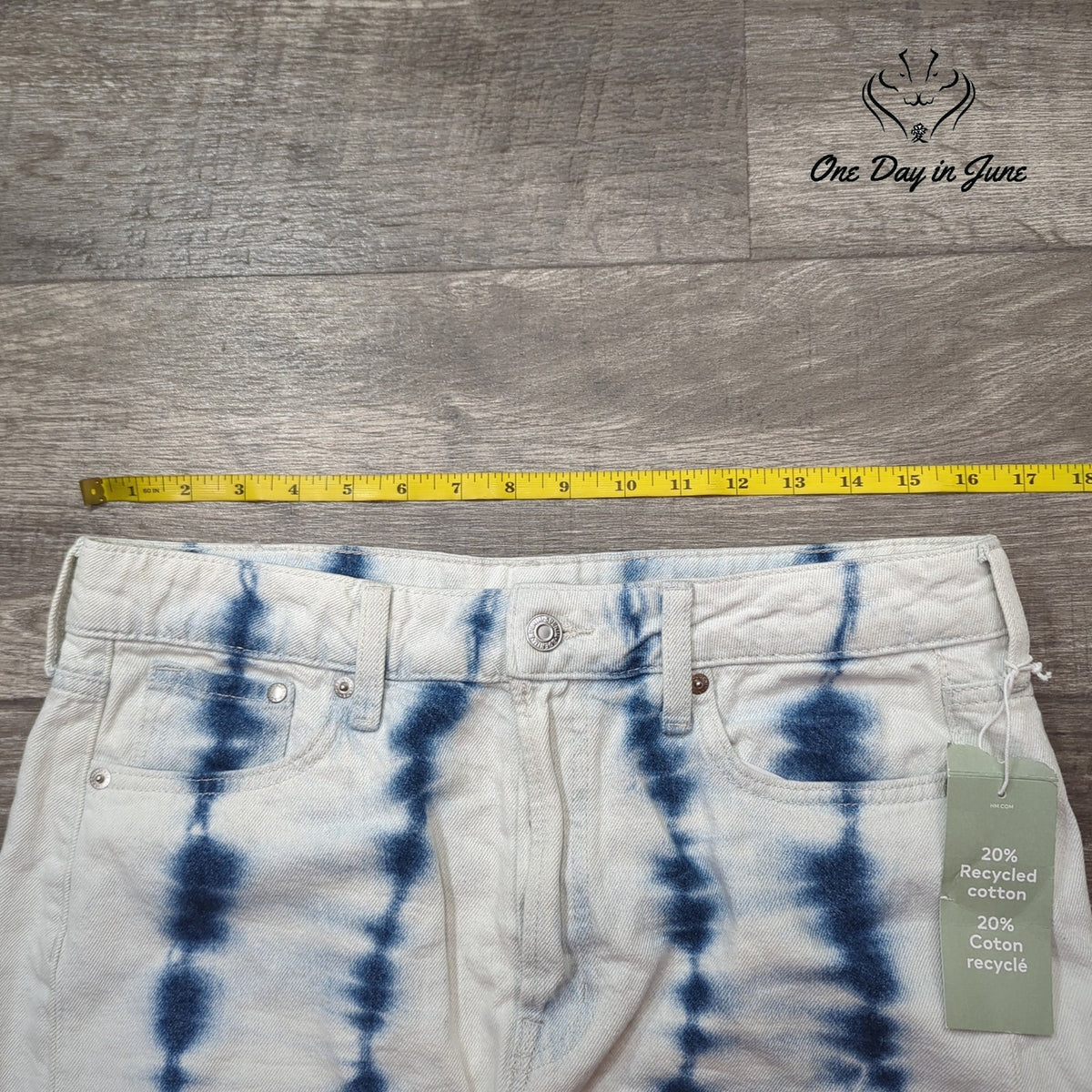 &Denim Divided &Denim Tie Dye Denim Cutoff Shorts Blue White NWT Size S