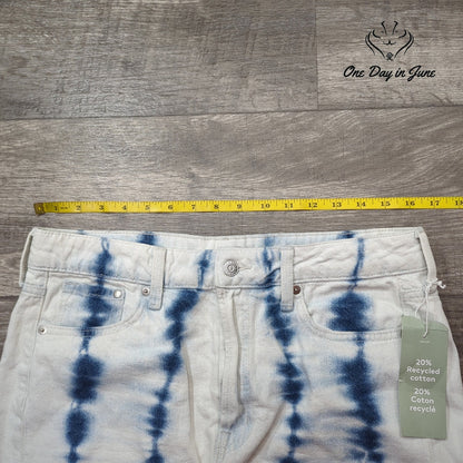 &Denim Divided &Denim Tie Dye Denim Cutoff Shorts Blue White NWT Size S