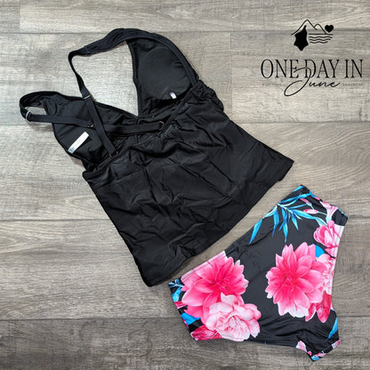 Beachsissi V Front Floral Tankini Swimsuit Size M