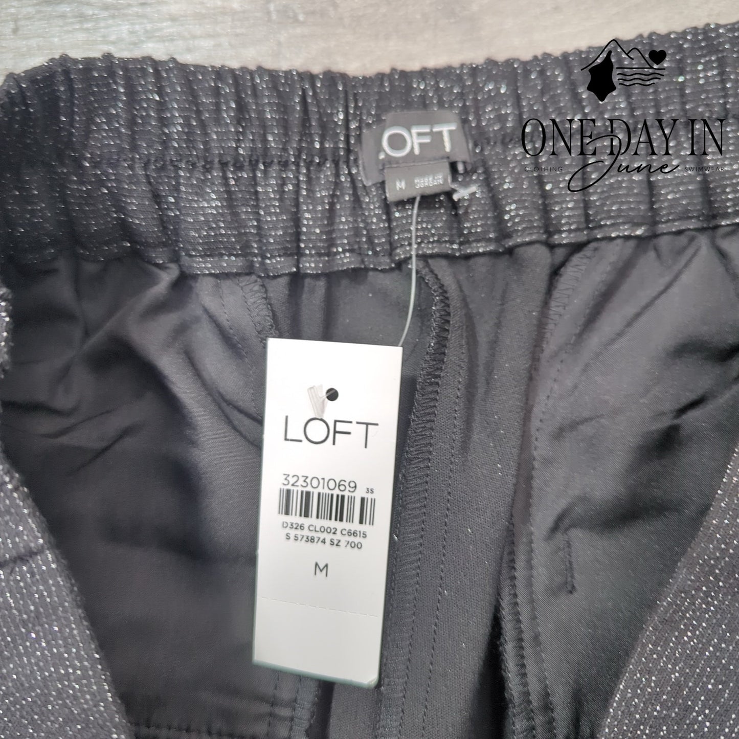 Loft Pull On Metallic Ankle Pants Size M