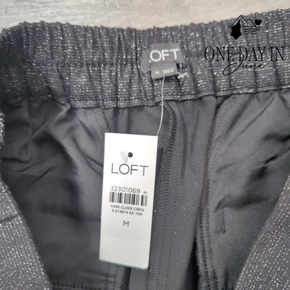 Loft Pull On Metallic Ankle Pants Size M