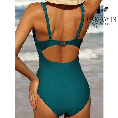 Charmo Twist Front Cut Out One Piece Swimsuit Teal Green NWT Size 2XL