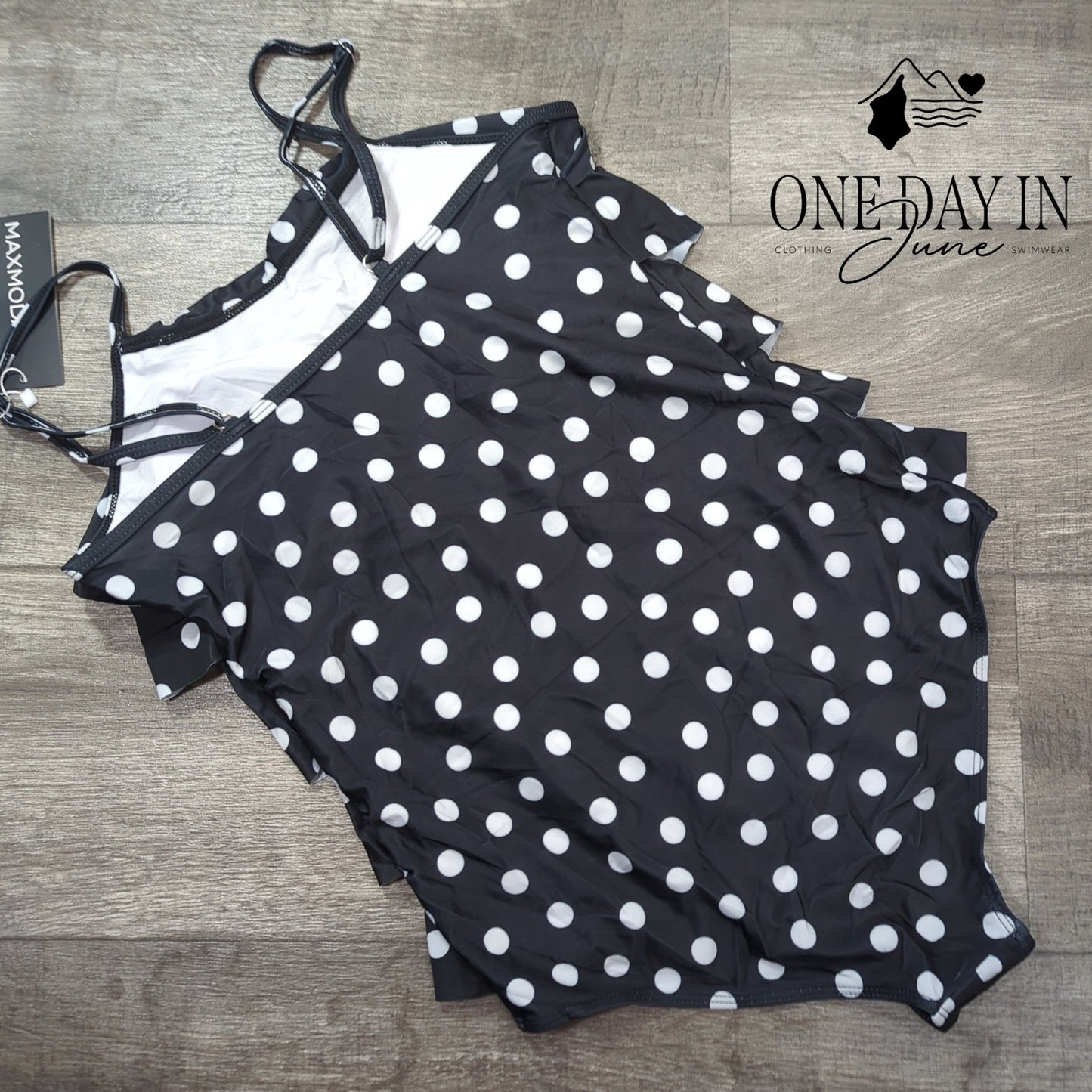 Maxmoda Tiered Polka Dot One Piece Swimsuit Size M