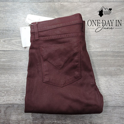 Hudson Krista Ankle Super Skinny Coated Rowe Burgundy NWT Size 10 (30)