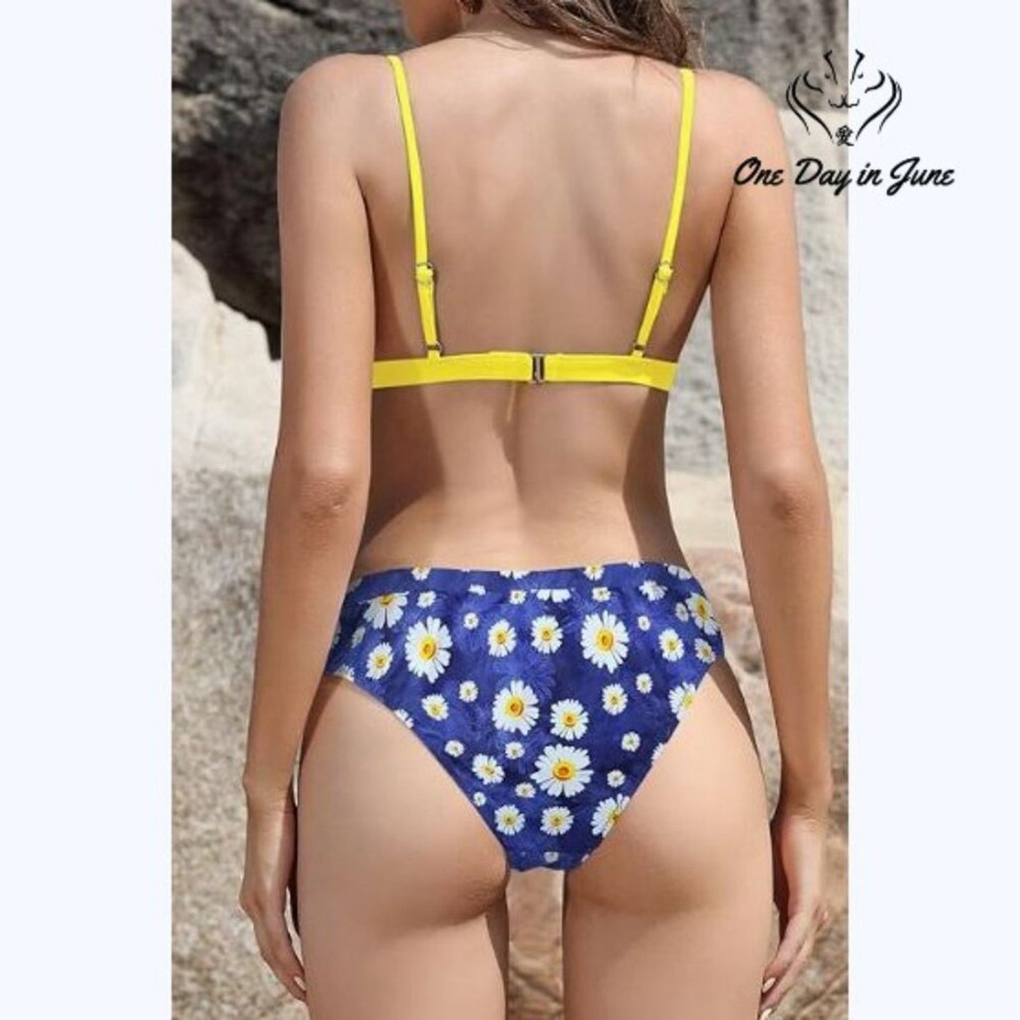 Shekini V Neck Triangle Floral Bikini Swimsuit Size XL