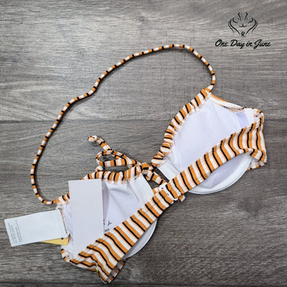 Roxy Printed Beach Classics Underwire Bikini Top Striped NWT $45 Size XS