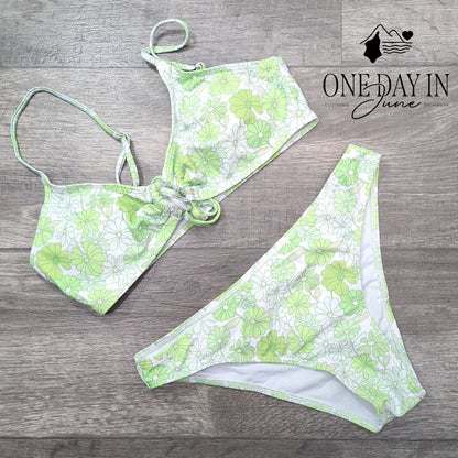 Aleumdr Floral Bandeau Bikini Swimsuit Size S