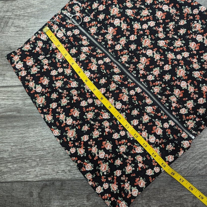 Forever 21 Zip Front Floral Denim Skirt Size S