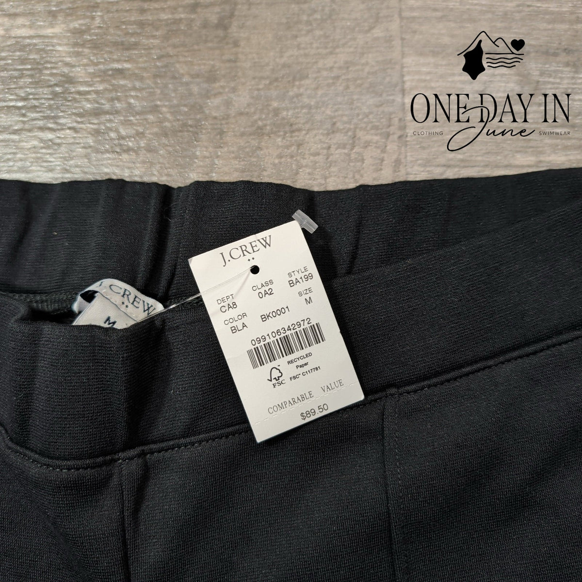 J. Crew Pull On Ponte Pants Black Straight Leg Pintuck NWT Size M