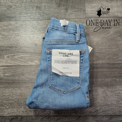 Good American Good Legs Low Crop Distressed Skinny Jeans NWT Size 2 (26)
