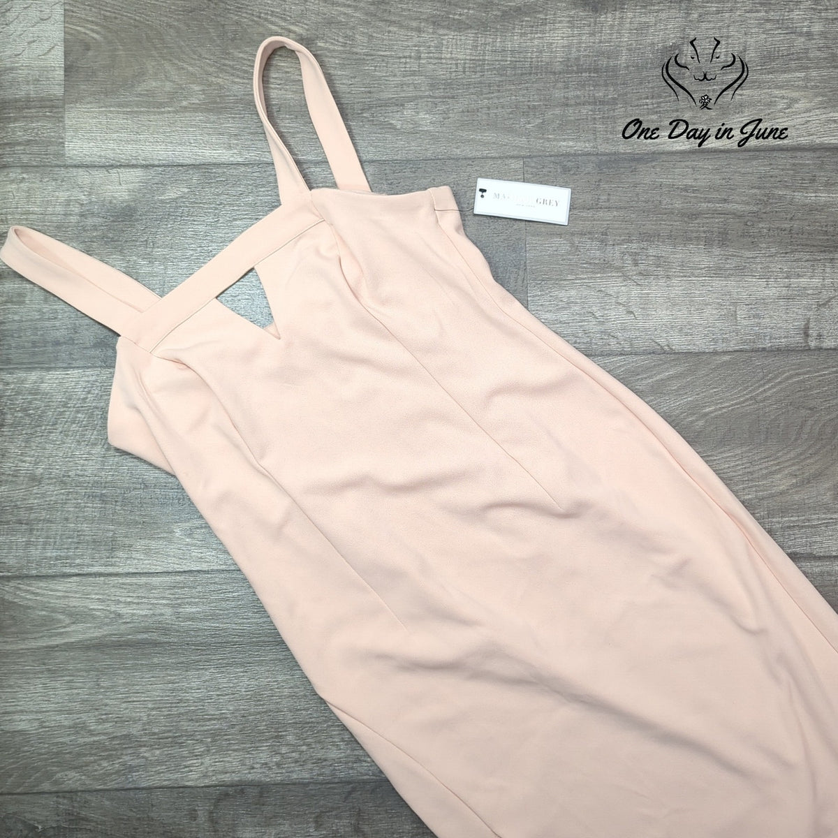 Madison Grey Sleeveless Cutout Slit Midi Dress Blush Pink NWT Size 10