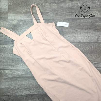 Madison Grey Sleeveless Cutout Slit Midi Dress Blush Pink NWT Size 10