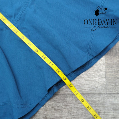 Loft A Line Mini Skirt Blue Stretch Seamed NWT Size 14