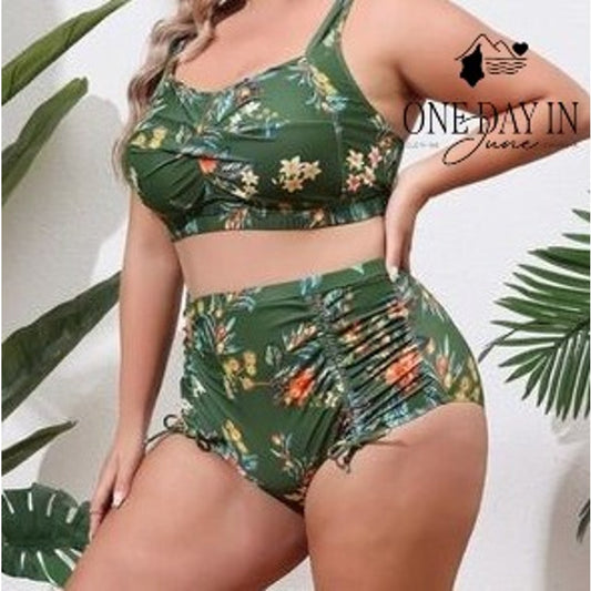 Hanna Nikole Plus Size Tummy Control Bikini Swimsuit Size 14W