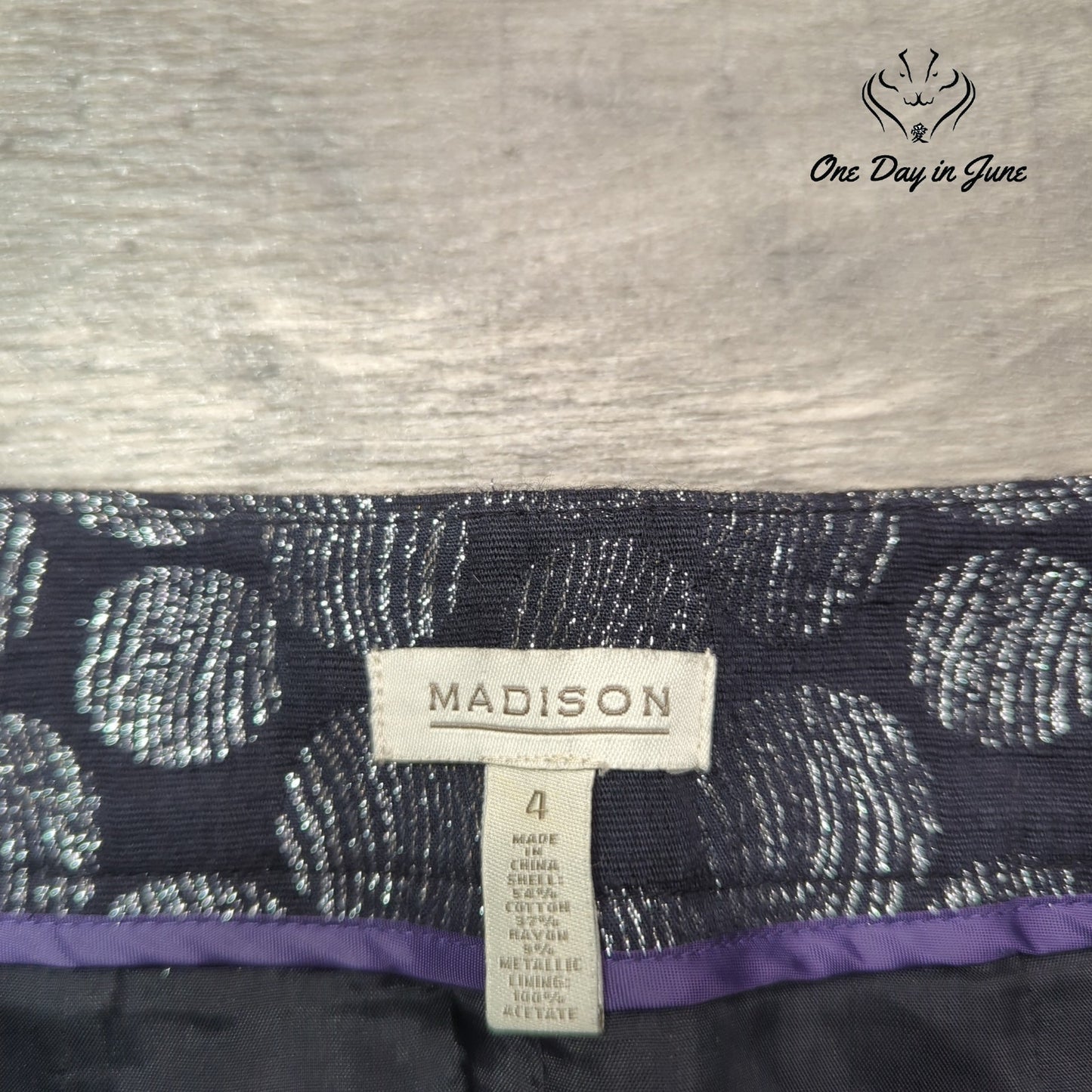 Madison Skirt Womens Black Silver Metallic Polka Dot A-Line Mini Party Size 4
