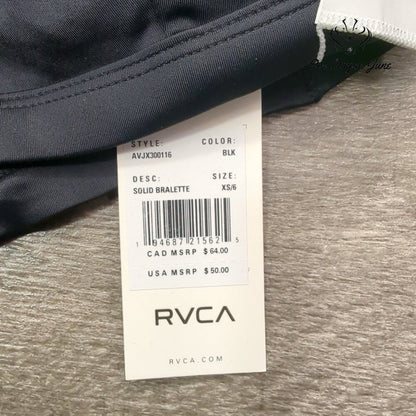 RVCA Solid Bralette Bikini Top Black Cutout Scoop Neck NWT $50 Size XS