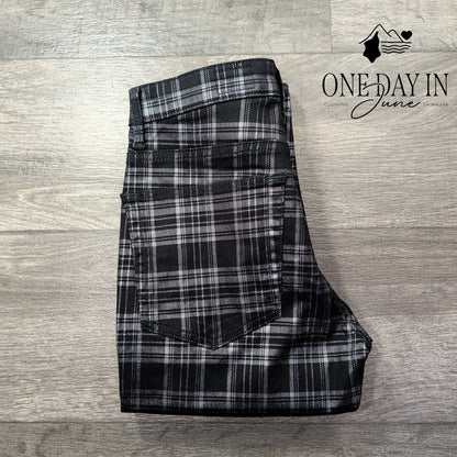 AG Adriano Goldschmied Farrah High Rise Skinny Jeans Black Plaid Size 2 (26)