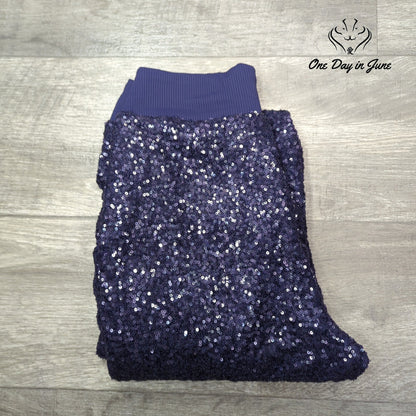 Susana Monaco Sequin Drawstring Jogger Pants Thunder Blue Size XS