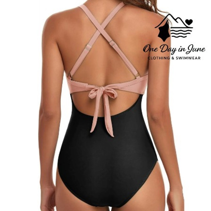 Eomenie Cross Front Tie Back. Cut Out One Piece Swimsuit Size M