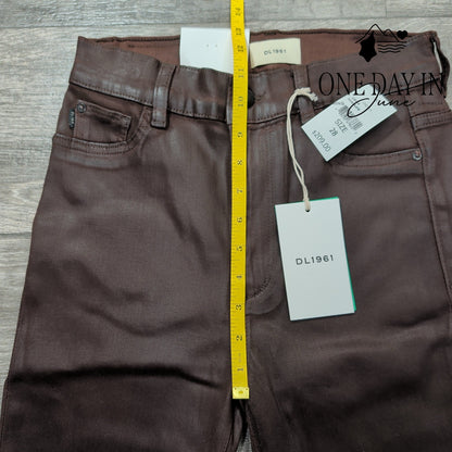 DL1961 Bridget Boot Coated Jeans Chocolate High Rise Crop NWT Size 6 (28)