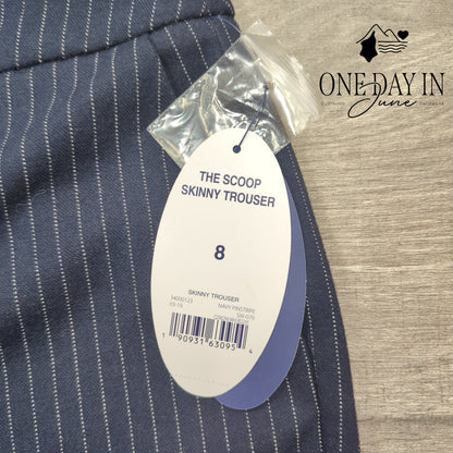 The Scoop Womens Skinny Trouser Pants Navy Pinstripe Dress Pants NWT Size 8