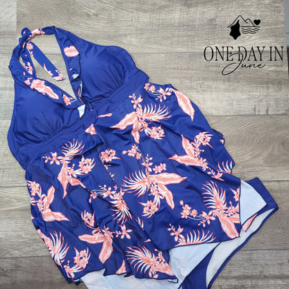 CharmLeaks Plus Size Halter Tankini Swimdress Swimsuit Size 4XL