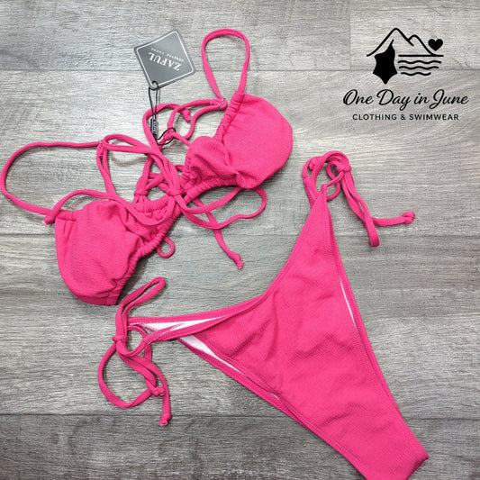 Zaful Tie Back Tie Bottom High Cut Bikini Swimsuit Size 6