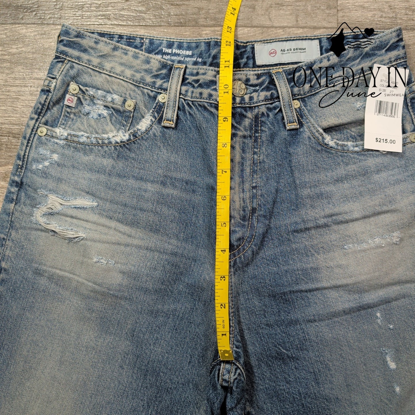 AG Adriano Goldschmied Phoebe High Waist Tapered Distressed Jean NWT $215 Size 4