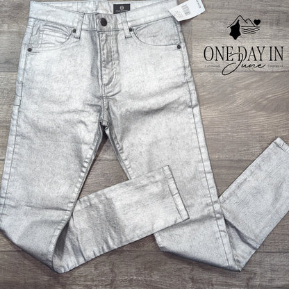 AG Adriano Goldschmied Coated Denim Straight Leg Jeans Size 27 (4)