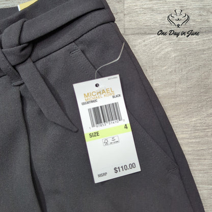 Michael Kors High Rise Wide Leg Cargo Pants Black Belted NWT Size 4